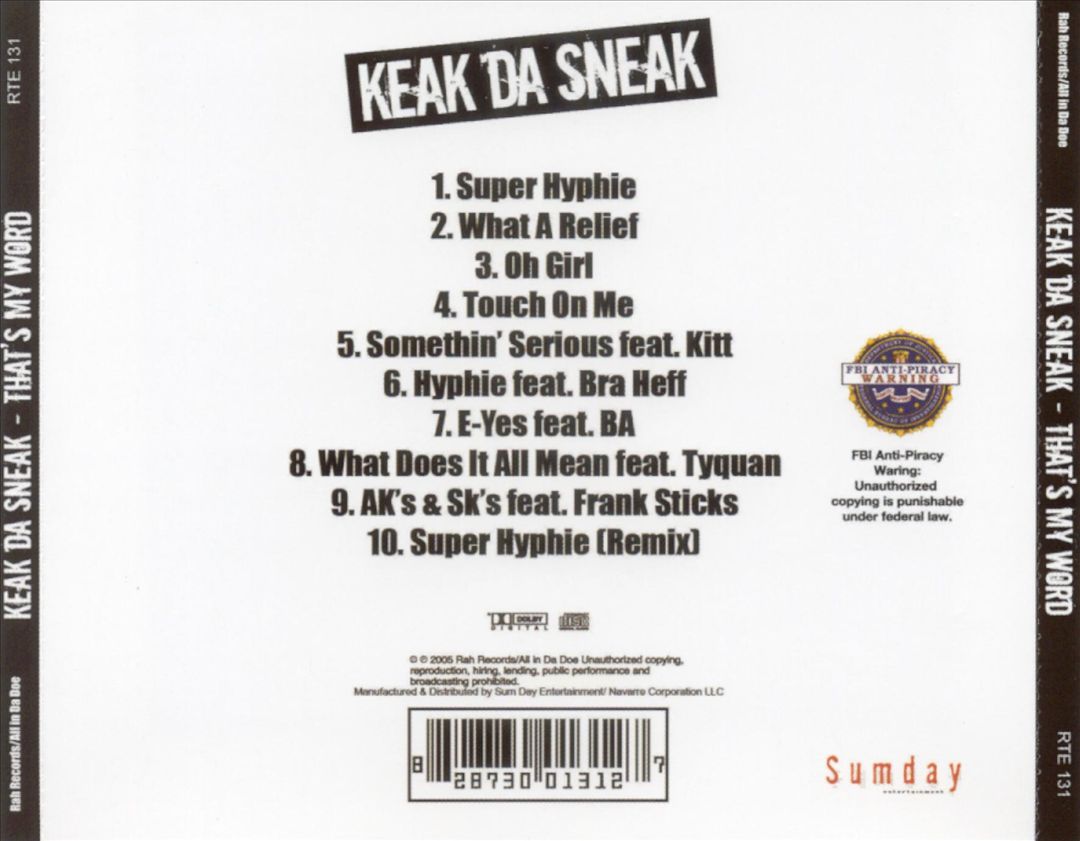 Keak Da Sneak - That's My Word (Back)