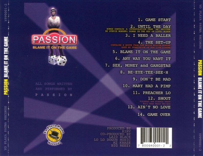 Passion - Blame It On The Game (Back)
