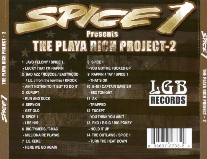Various Spice 1 Presents The Playa Rich Project 2 Back